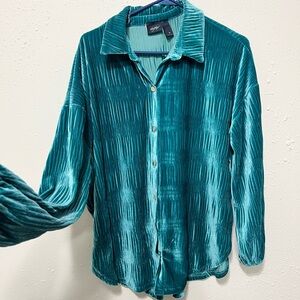 Daytrip from Buckle Teal Velvet Shirt